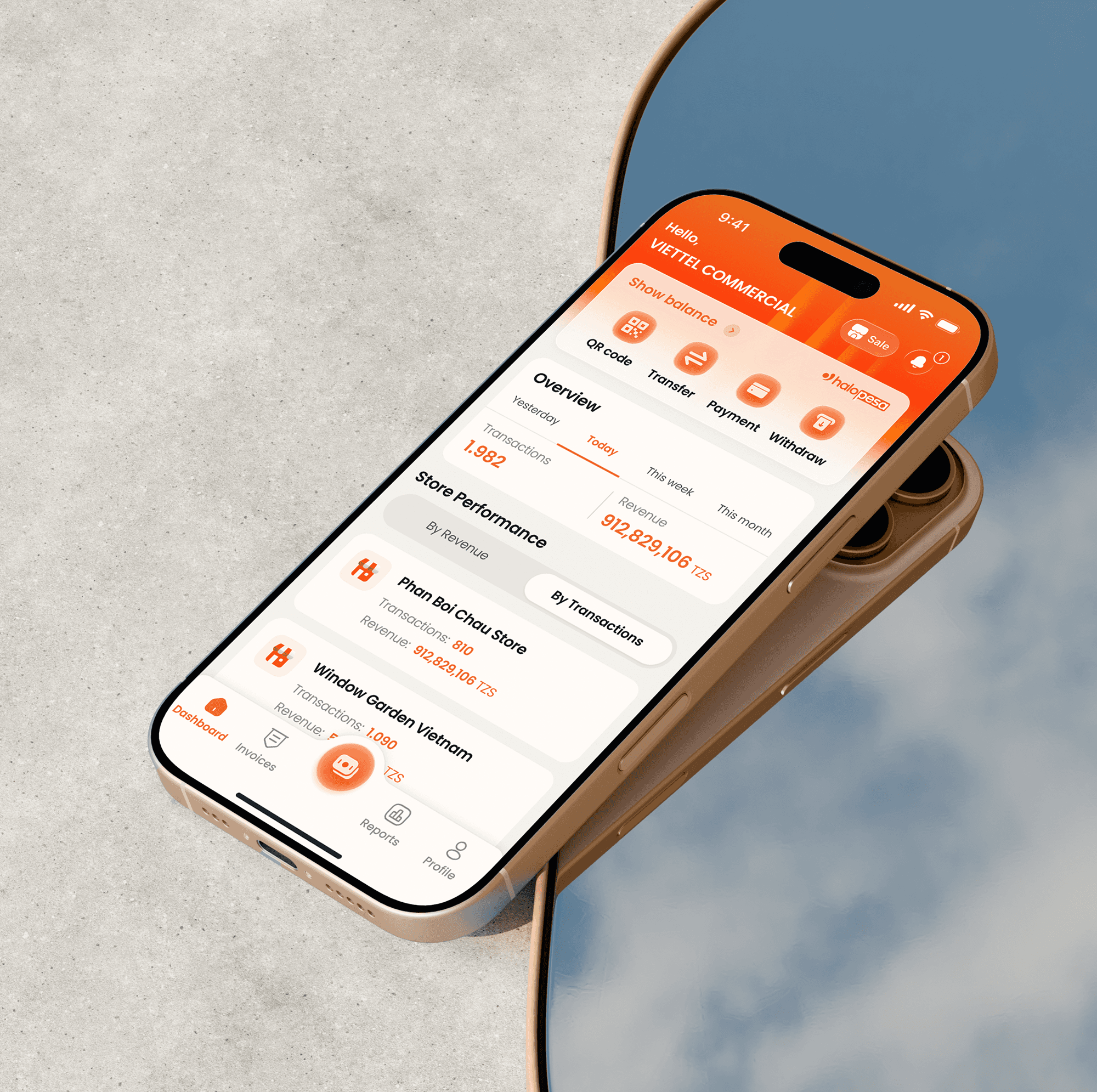 HaloPesa Merchant dashboard on a phone