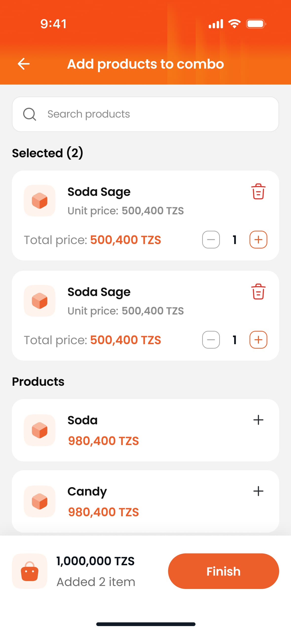 Add product to combo