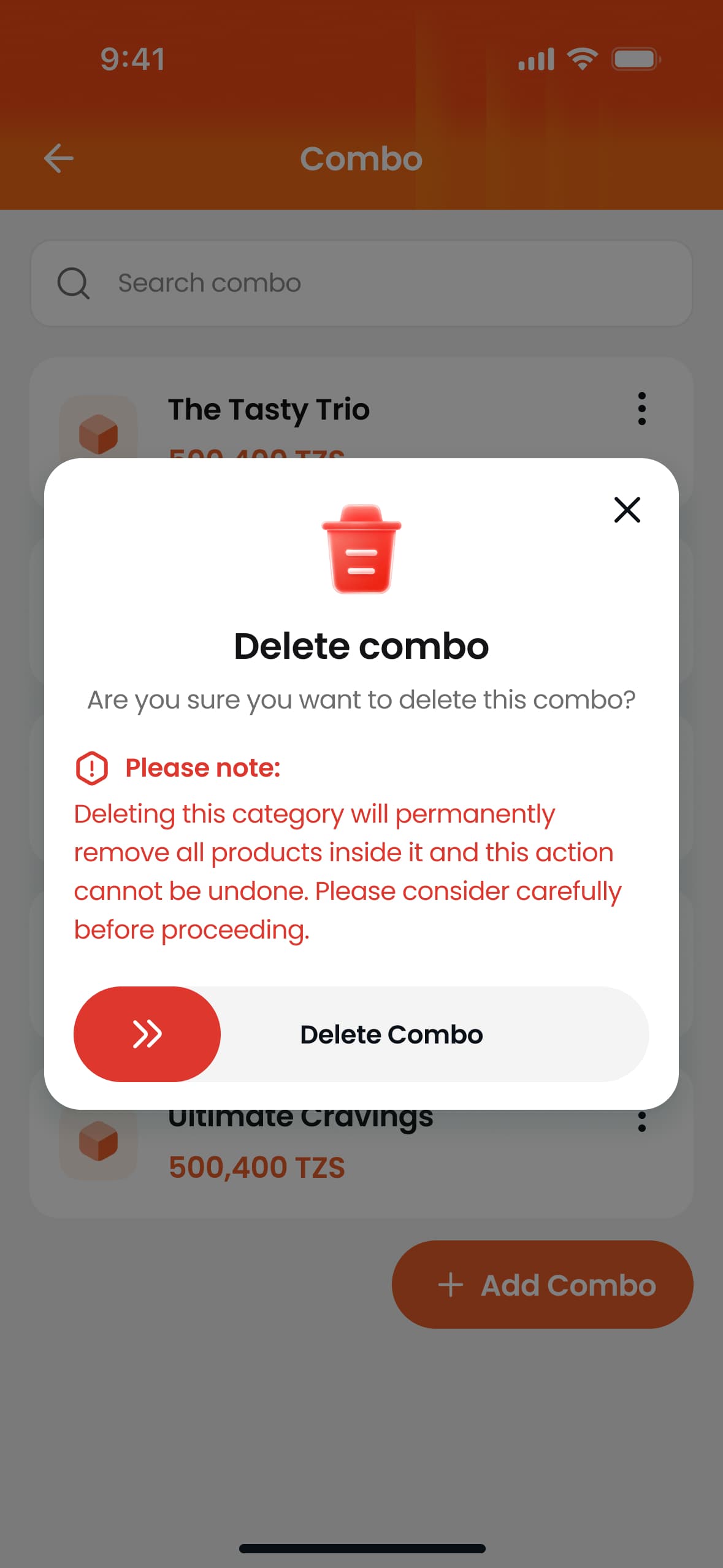 Delete combo