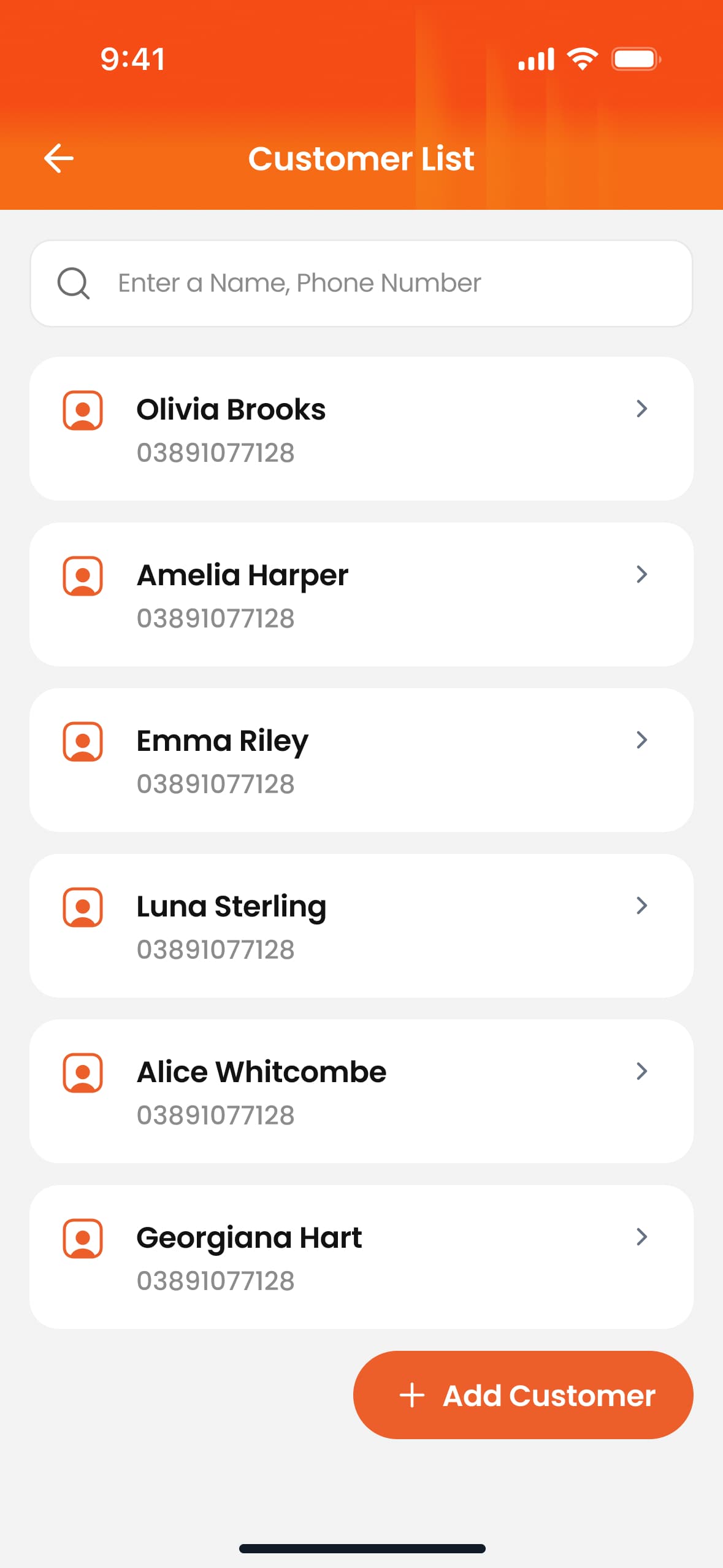 Customer list