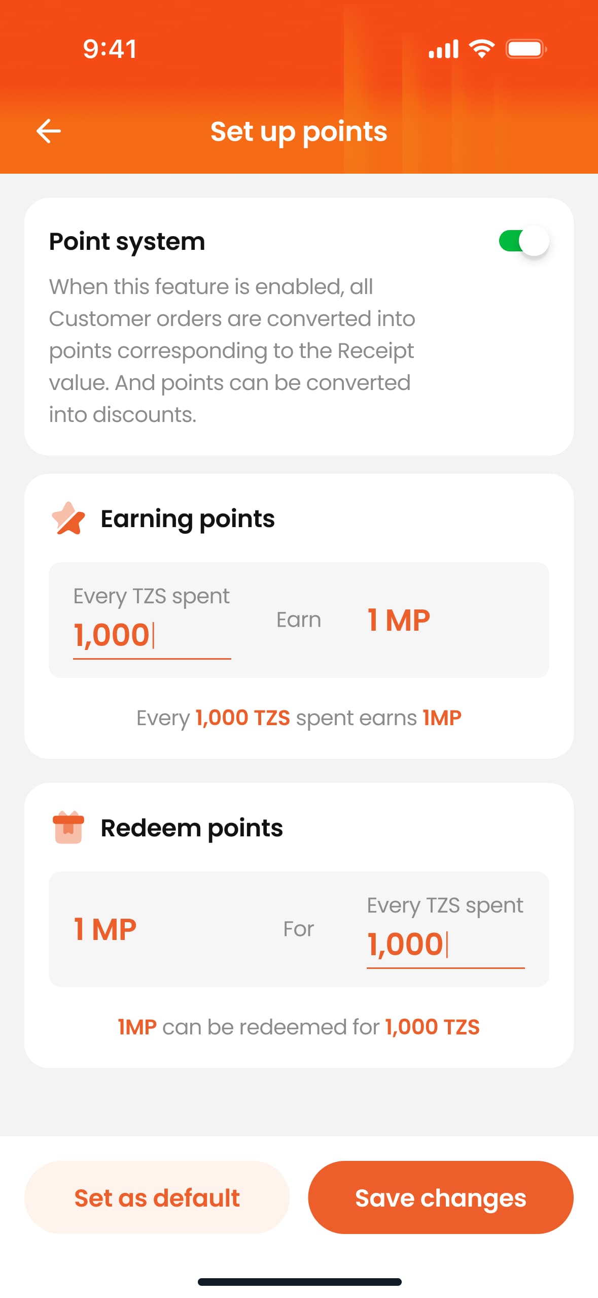 Set up points