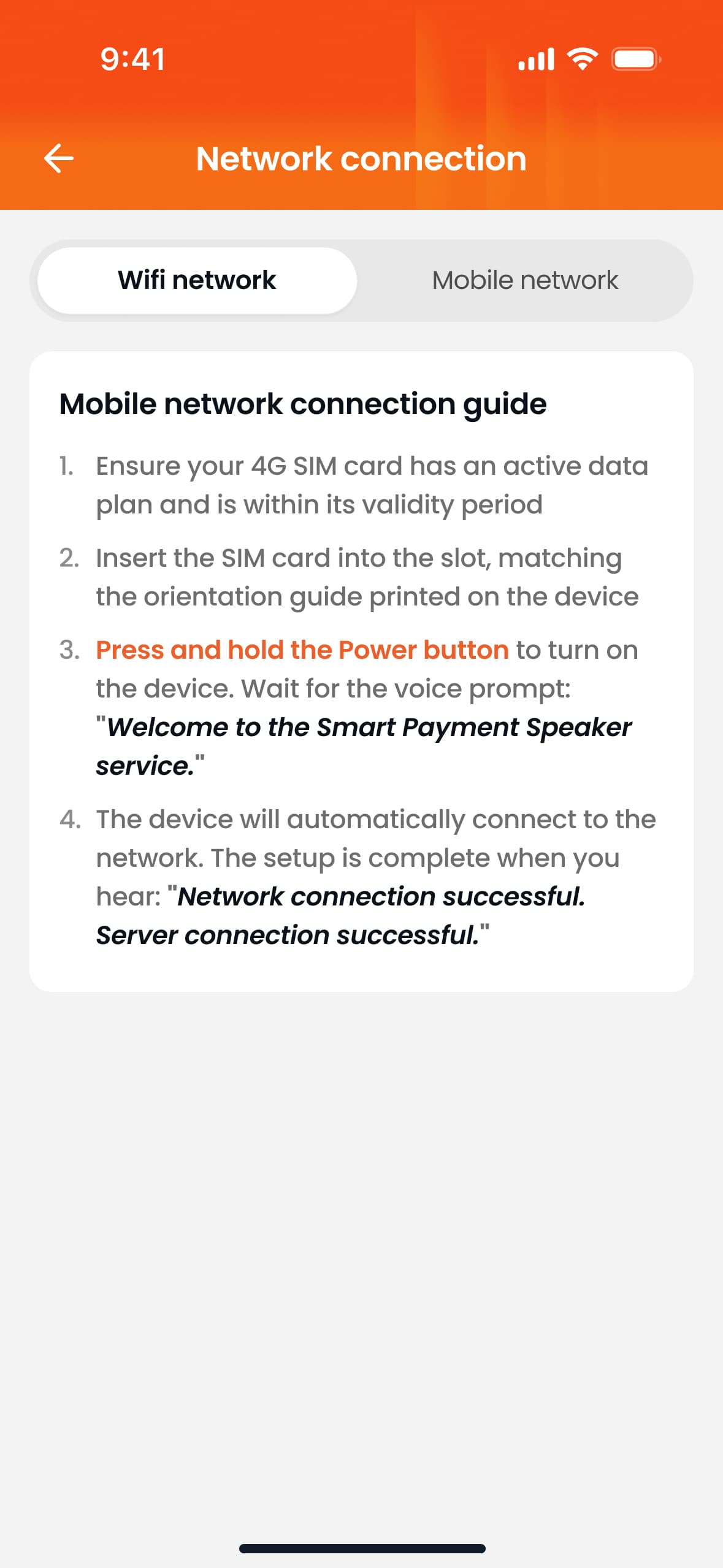 Connection settings