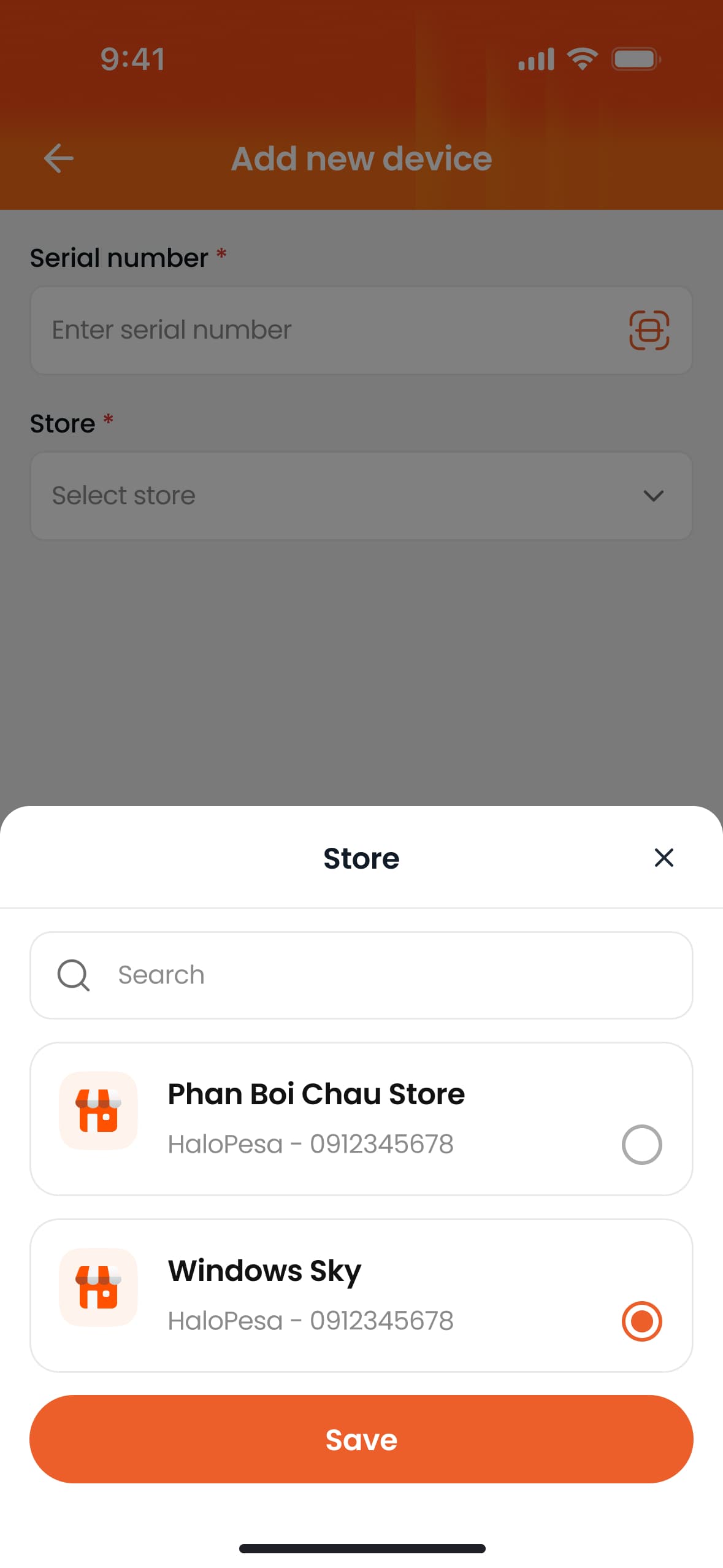 Add store to device