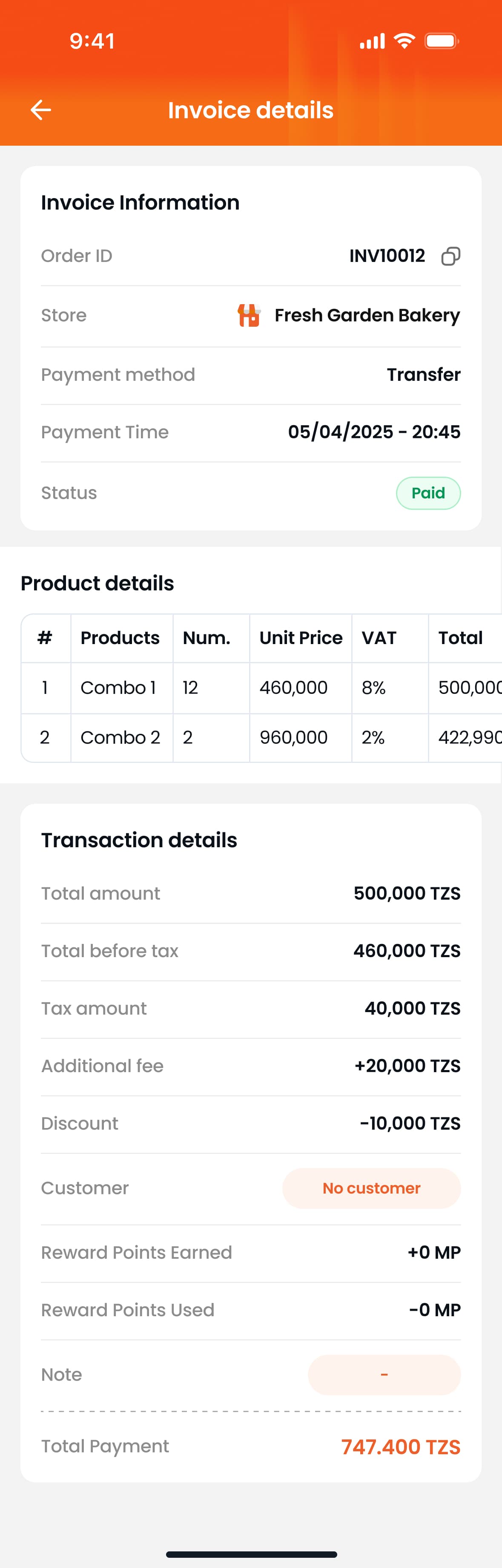 Invoice details