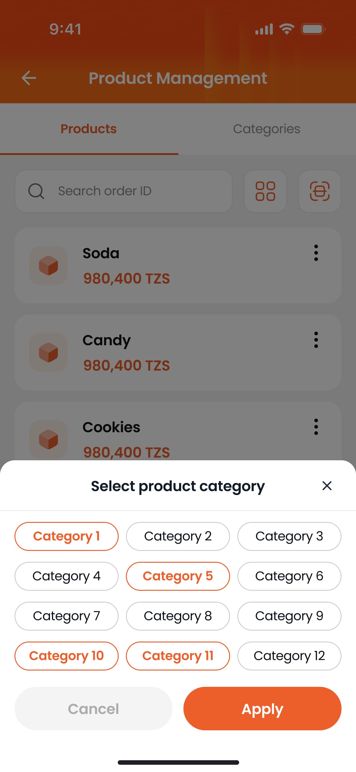 Select product category