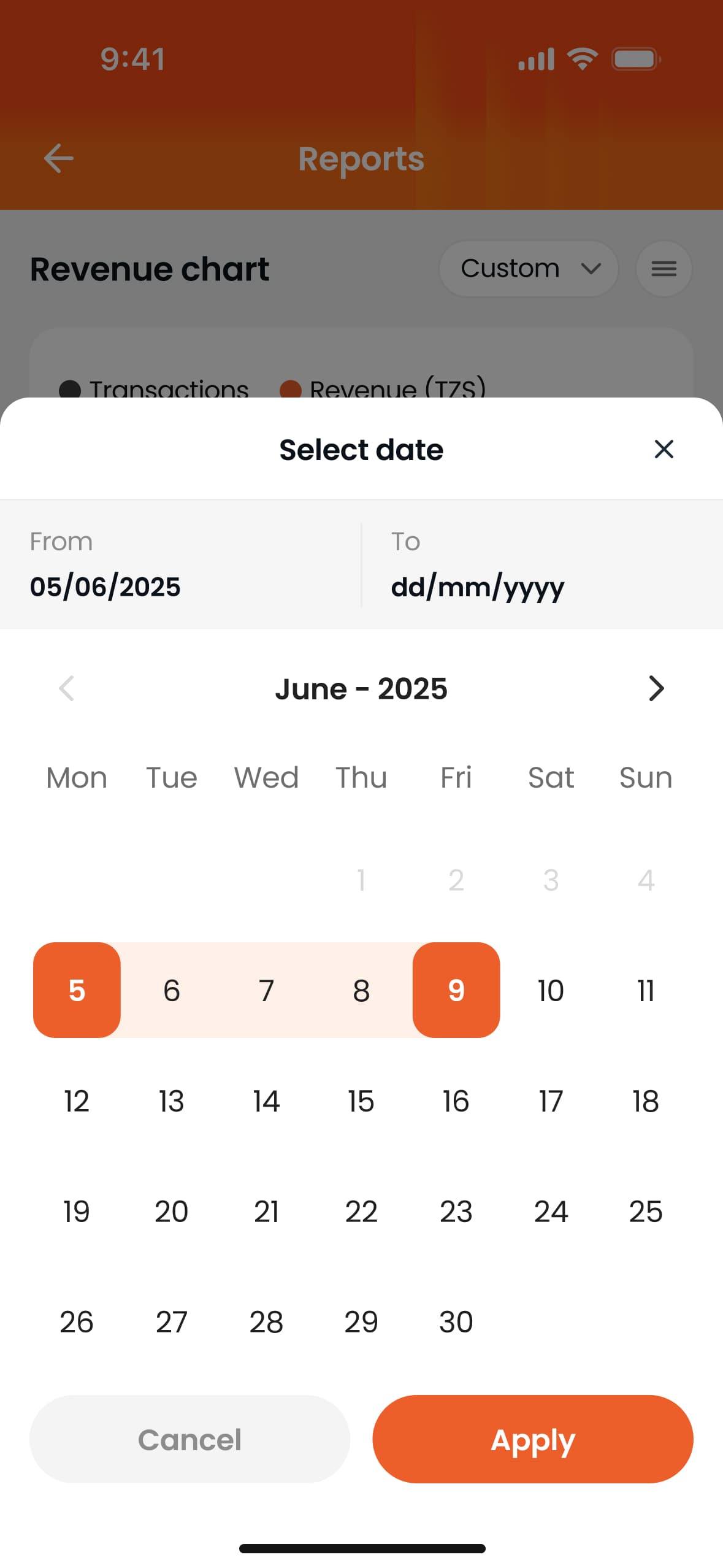 Reports date filter
