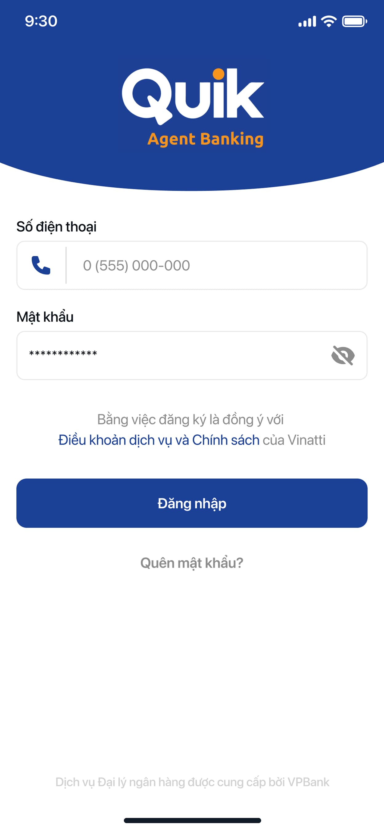 Quik Agent Banking app login