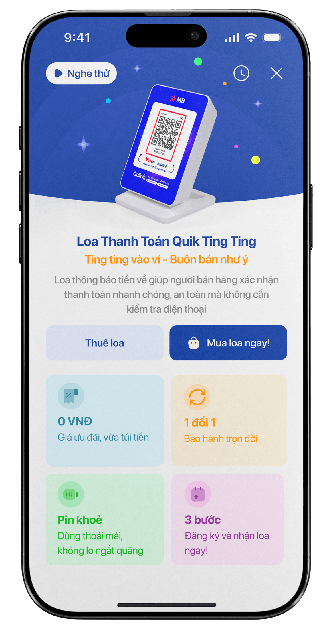 Quik Ting Ting product screen shown on a phone