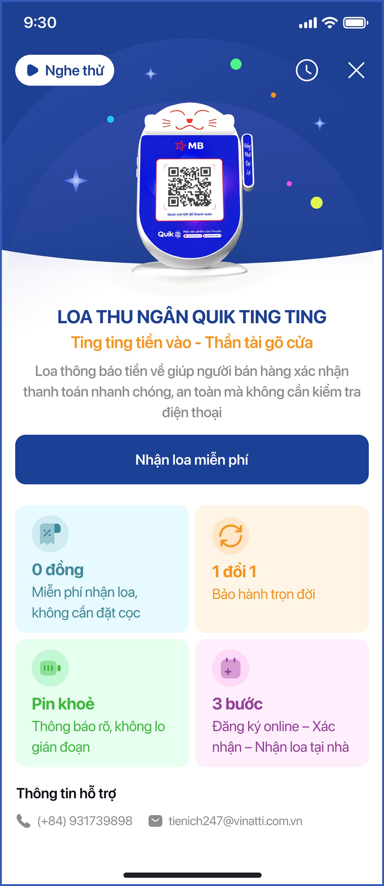 Quik Ting Ting landing page
