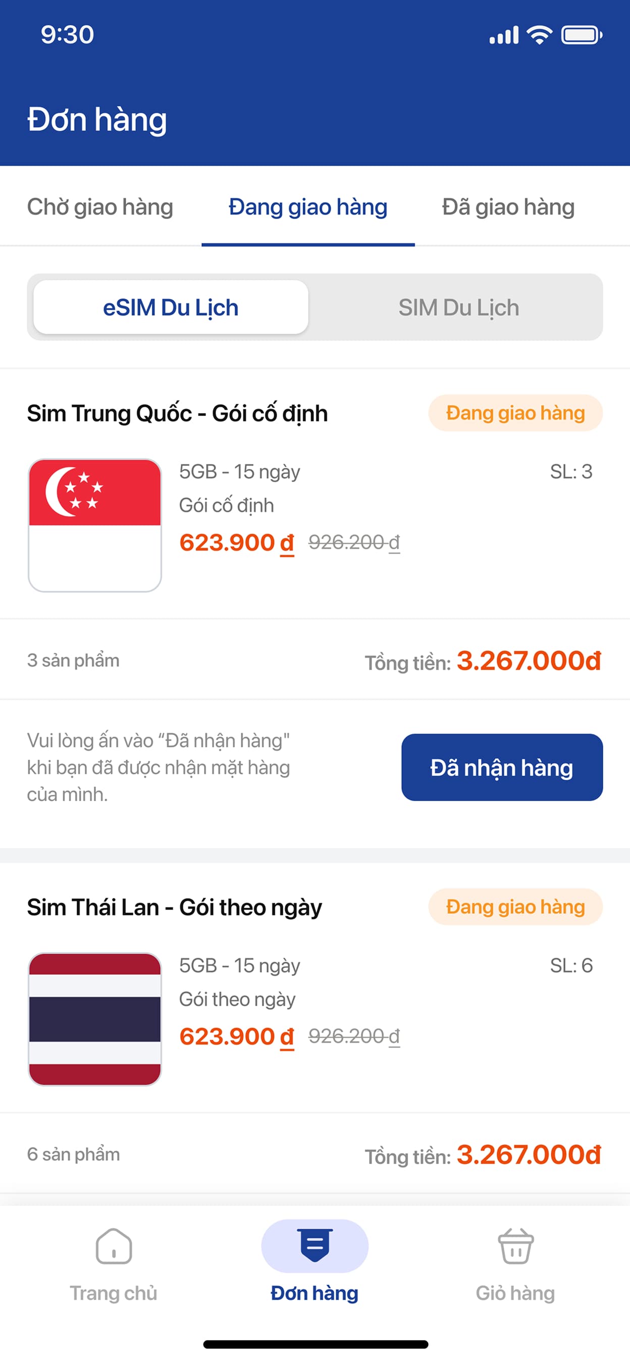 Order management tabs